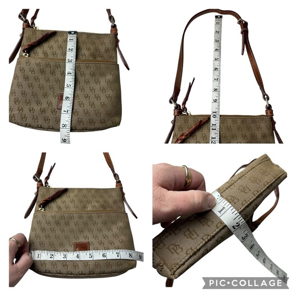 Dooney & Bourke Shoulder Bag Purse Beige / Brown Adjustable Strap Red Liner - Picture 9 of 11